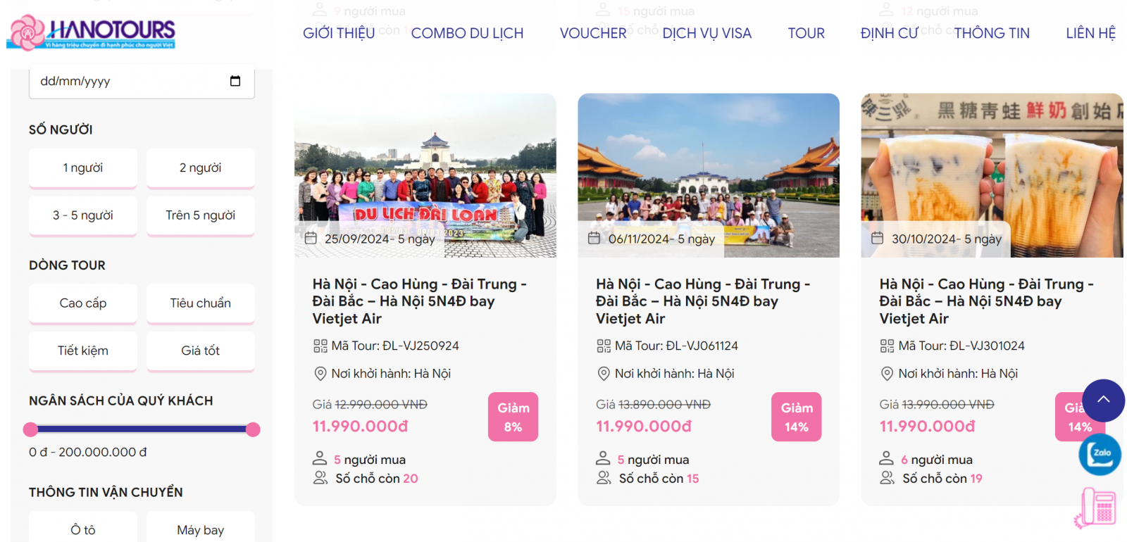 Hanotour có nhiều ưu đãi cho khách du lịch Đài Loan 5N4Đ
